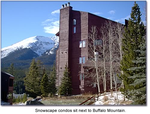 Snowscape condos sit next to Buffalo Mountain.