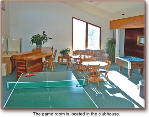 The game room is located in the clubhouse.